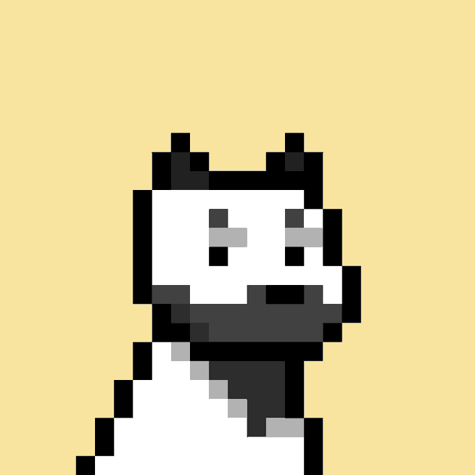 A pixelated illustration depicts a gray and white robotic cat-like character with ear-like protrusions on its head, set against a pale yellow background. The image serves as the "Doginal Dog #9413" NFT artwork being advertised for sale for 34,999 DOGE.