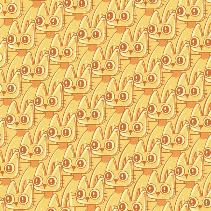 A repeating pattern of cartoon orange cat faces fills the frame, mirroring the speaker's playful "cats" pun tied to the "$cets" token in the post, which humorously personifies the cryptocurrency as a beloved pet he refuses to abandon.