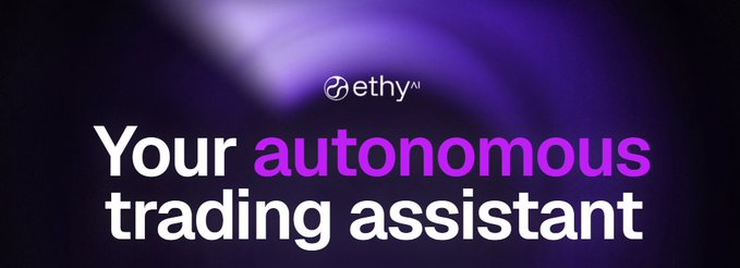 The image features a banner that reads "Your Autonomic Trading Assistant" with purple text against a black background. The banner also includes a link to a website called "ethy", which is associated with a project named "ETHY". This project has been highly successful in completing over 1,000,000 jobs through its virtual trading platform. The post emphasizes the importance of this project and encourages users to partner with it for better trading opportunities.