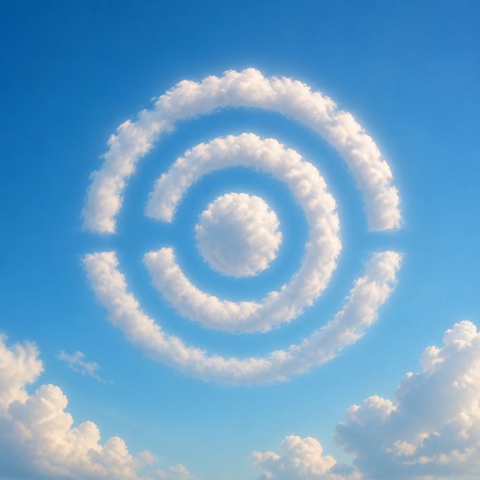 The image features a beautiful blue sky with white clouds that appear as circles or rings. These cloud formations are arranged in such a way that they create an interesting pattern against the backdrop of the sky. The arrangement of these clouds seems to be connected by lines, giving them a sense of unity and harmony. This captivating scene is reminiscent of the famous quote "gm, good day for proofs", which could be interpreted as a visual representation of the interconnectedness or unity of ideas in the context of the image's theme.