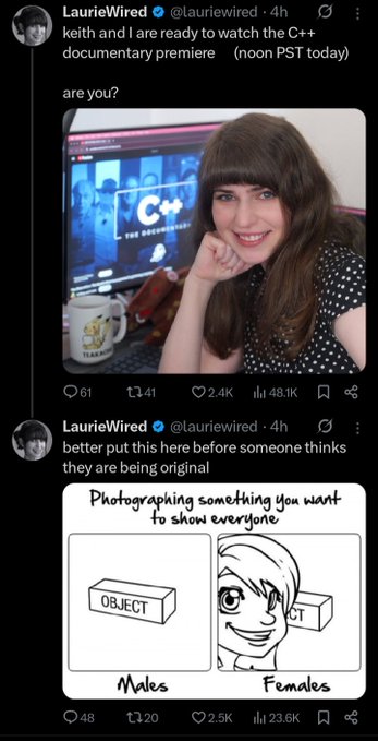 A Twitter account with a post about photography. The caption reads, "Photographing something you want to share with everyone." The post contains two pictures of women, one woman smiling and another looking sad. The first picture is labeled male while the second one is labeled female. There are also text in the posts that say, " males vs females", implying a comparison between men and women's reactions to photography.