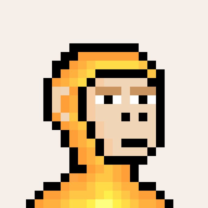 Pixel art style portrait of a person with orange hair and orange clothing against a white background.