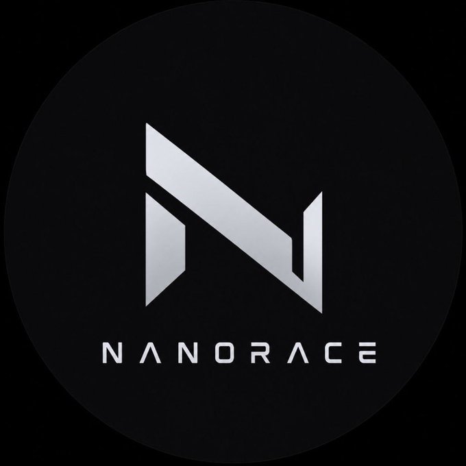 A sleek, dark circular logo featuring a stylized silver "N" emblem with the text "NANORACE" beneath it, reinforcing the post's reference to the $NANORACE token within the context of its cryptocurrency branding and ecosystem mention.