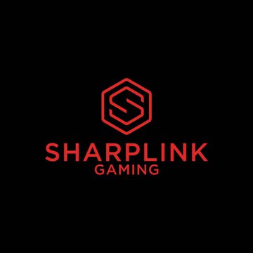 The image displays the Sharplink Gaming logo, featuring a red hexagonal emblem with the letter "S" alongside the text "SHARPLINK GAMING" on a black background. It relates to the post as the company's branding, which is announcing a $200 million ETH staking initiative through Lido to expand its treasury strategy.