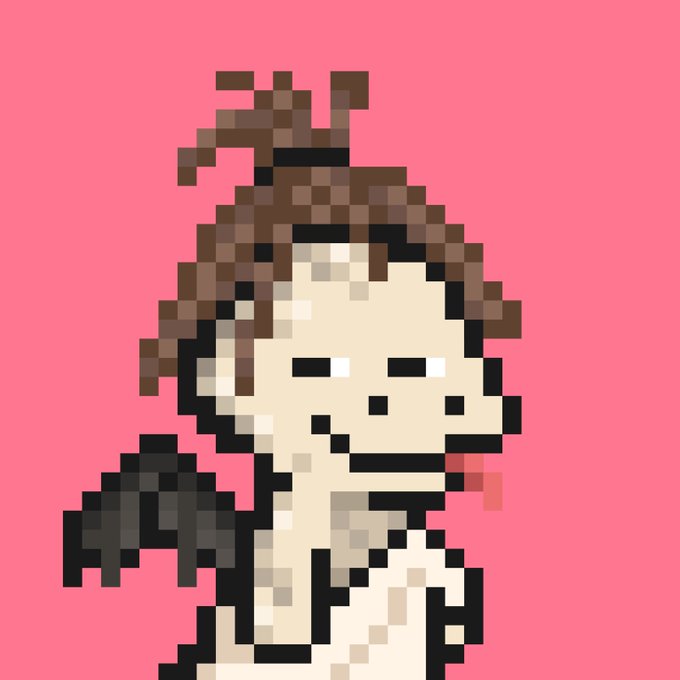 This pixel art features a character from the "Sarties" NFT collection, which is being promoted in a giveaway to grow its community.