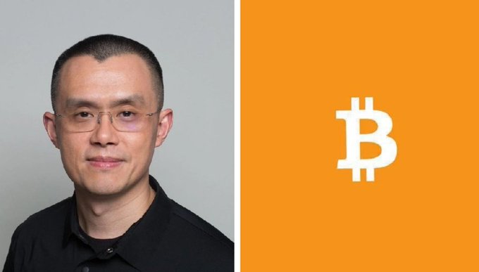 A photo of Binance founder Changpeng Zhao (CZ) appears alongside the Bitcoin logo, visually reinforcing his bullish outlook on BTC and his prediction that the cryptocurrency's price will continue to rise significantly.
