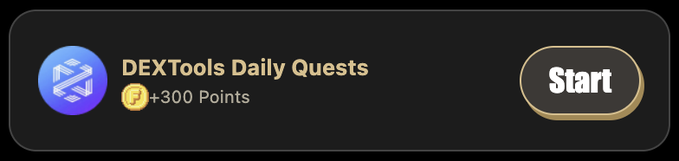 The image features a banner with text that reads "DEX Tools Daily Quests" and "Start Now t.me/funton_ai_app!". The text also includes a link to a new Tasks App, which appears to be a mini app for funtonai.com. The post is about daily quests available on the app, with a focus on earning 300 points by completing them.