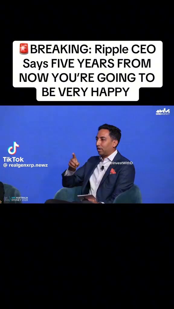 The image shows a man sitting down, possibly giving a speech or interview, with a blue background behind him. The caption reads "BREAKING: RIVERPLE CEO SAYS FIVE YEARS FROM NOW YOU'RE GOING TO BE VERY happy." This statement is related to the post because it seems that the man in the image is discussing his five years of being CEO and how he plans to be very happy after achieving this milestone.

The caption also mentions a cryptocurrency called "RIPPLE" which could potentially be related to the man's speech or interview, as he might be discussing the potential value of Ripple in relation to the company's future success.