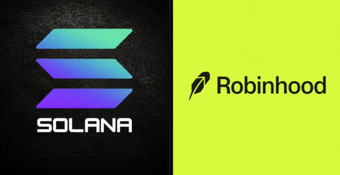 The image displays the Solana logo alongside the Robinhood logo, visually illustrating the post's claim about Solana's daily active users vastly outnumbering those of Robinhood Chain and all other blockchains combined.