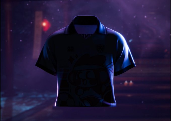 A dark, atmospheric 3D render of a short-sleeve shirt featuring a stylized 'Ceto' character design, displayed against a purple night city background.