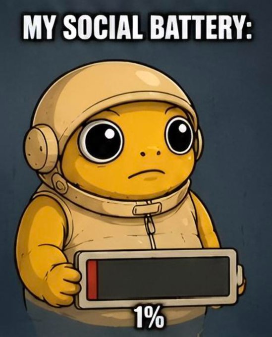 A sad turtle wearing a space helmet holds a nearly depleted battery bar at "1%" beneath the caption "MY SOCIAL BATTERY:," symbolizing exhaustion and isolation. The image contrasts with the post's uplifting message, as the turtle's low social energy ironically underscores the call to "stay connected" and find strength in the $TURBO community.