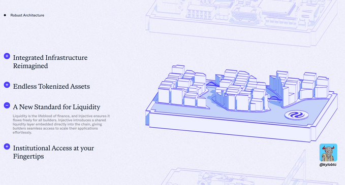 The image shows an illustration of a building with many levels, resembling a cityscape or architectural design. The word "Infrastructure" appears multiple times throughout the image, possibly indicating that infrastructure can be interpreted as a physical foundation for another purpose.

The post contains information about how to inject into Infra Liquidity tokenized assets and mentions that these tokens are not liquid until they have been set onchain at scale. Additionally, it refers to institutional access as being crucial for moving ontochain at scale. The image also includes the word "INJ" in various parts of the post, which could potentially be a part or name related to the tokenized assets depicted in the illustration.