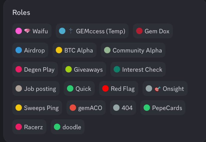 "Collect roles and spam in @0xAlphaGEMs DC daily like there' s a secret $69K airdrop waiting for me at the end of the year But wait @CrypSaf Can you help me in collecting more roles?"
