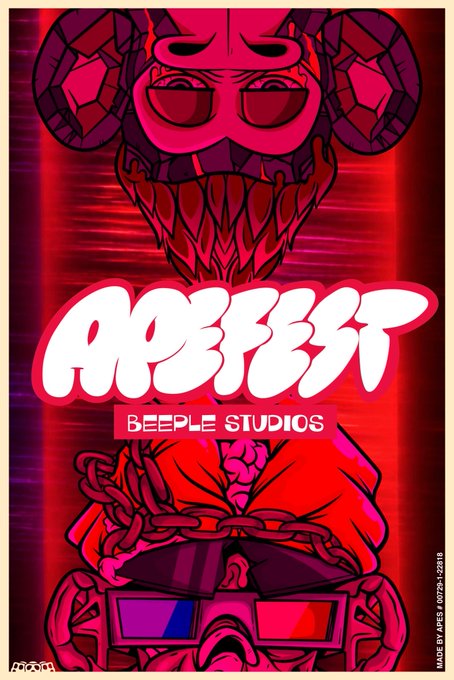 A red and black stylized poster features demonic figures and the bold text 'ABFEST BEEPLE STUDIOS' with 'MADE BY ABFA @2025.1749E' visible on the side.