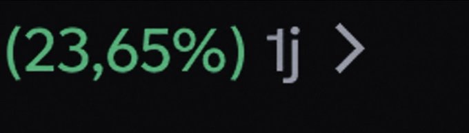 Text on a black background displays '(23,65%)' in green next to '1j >' in gray.