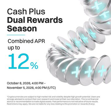 An advertisement banner reading 'Cash Plus Dual Rewards Season' offering a combined APR up to 12%, running from October 8, 2026, to November 5, 2026.
