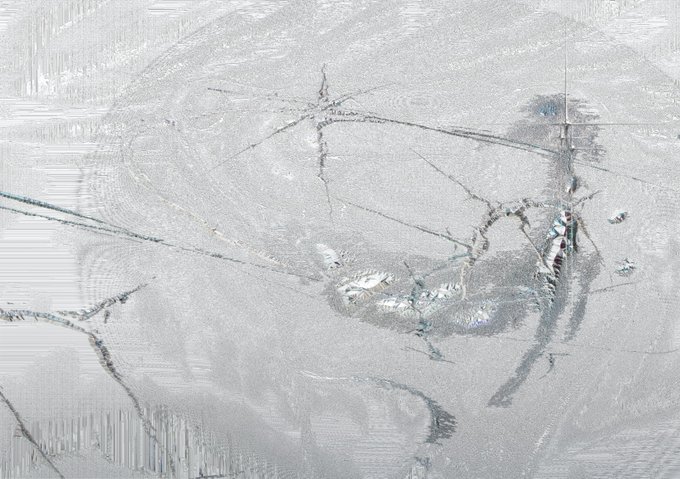 A digital expressionist painting in icy whites and grays reveals a ghostly face intertwined with branching pathways, evoking a haunted, dreamlike landscape. The artwork, titled "A Haven With Two Faces" and part of the Digital Expressionism collection released on July 30th on Ninfa, embodies its title through the subtle emergence of a second visage within the abstract terrain.