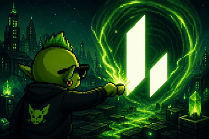 A green gremlin in a hoodie punches a glowing white "L" logo against a dark, cyberpunk cityscape, symbolizing the integration between Gremlin Finance and Lighter.xyz for enhanced perpetual trading rewards.

The accompanying post text is not visible in the image, but the visual reinforces the partnership announcement by depicting the gremlin character literally engaging with the Lighter logo.