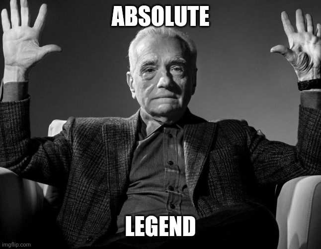 A black and white photo of an older man with his hands raised, with the text 'ABSOLUTE' at the top and 'LEGEND' at the bottom, watermarked with 'imgflip.com'.