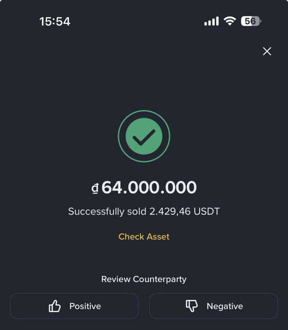 The image features a text-based description of the post with various positive words surrounding the main message "64.000.000 VNĐ vào ví trả nợ 40k đô Cảm ơn @binance.C ảm cảm phân. Cảm cảm phân. Crypto." It appears that the post is about Bitcoin or another form of cryptocurrency, given its location on a social media platform. The focus in this case is more on sharing success and achievements related to these digital assets rather than discussing their market prices or trends.