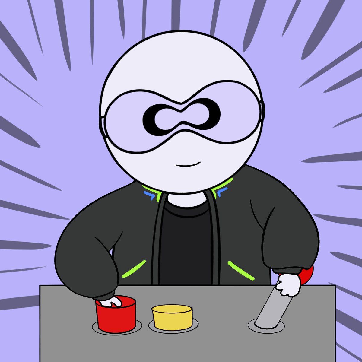 The image features a cartoon character wearing glasses and a black jacket sitting at a table with two cups of coffee next to him. The background has purple lines that create a sense of movement or energy, giving the scene an artistic touch. The caption "Happy Sunday Happy Father's Day Happy Optimum Taking it easy this weekend? While you relax, let's talk about something cool that's quietly making blockchains way better" suggests that there is some sort of discussion or topic related to blockchain technology and its potential improvements in the image.