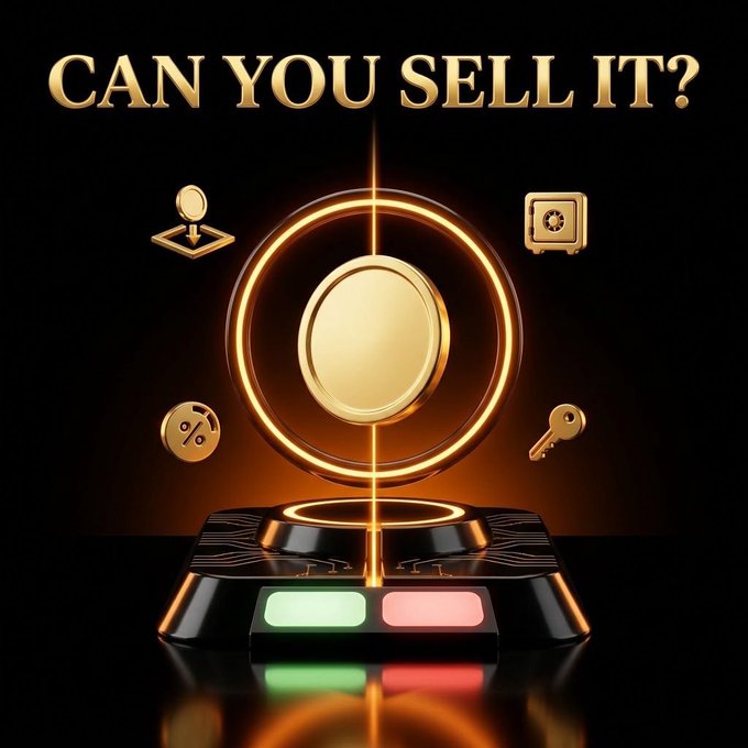 A digital illustration with the gold text 'CAN YOU SELL IT?' above a glowing circular emblem, surrounded by icons of a download arrow, settings gear, key, and percentage sign, with green and red buttons below.