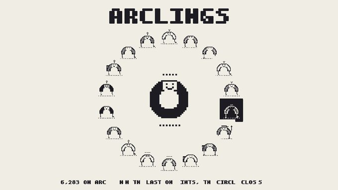 Pixel art graphic titled 'ARCLINGS' showing 6,283 ARC tokens arranged in a circle around a central icon, with text reading 'IN THE LAST 24H IMTS, THE CIRCLE CLOSED.'