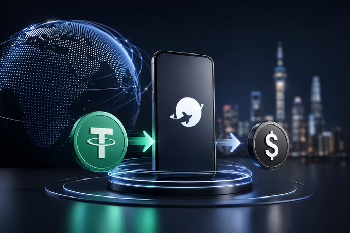 The image features a cell phone with an icon of a cat, which is located at the center of the frame. The phone is placed on a platform that has a globe and some coins around it. In front of the cell phone, there are two coins - one green and one black. The background of the image shows a city skyline, indicating that this scene takes place in an urban setting.

The post includes text that reads "很多人以为跨境投资最难的是选股票", which suggests that the image is related to cryptocurrency or digital currency, possibly featuring a coin exchange platform. The phrase "USDT" also appears in the post, indicating that it might be discussing US dollars as a form of payment for these coins.