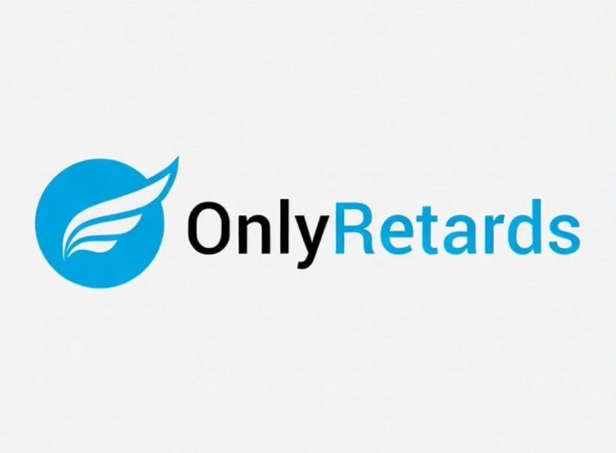 A logo for 'OnlyRetards' featuring a blue circular icon with a white wing design next to the brand name in black and blue text.