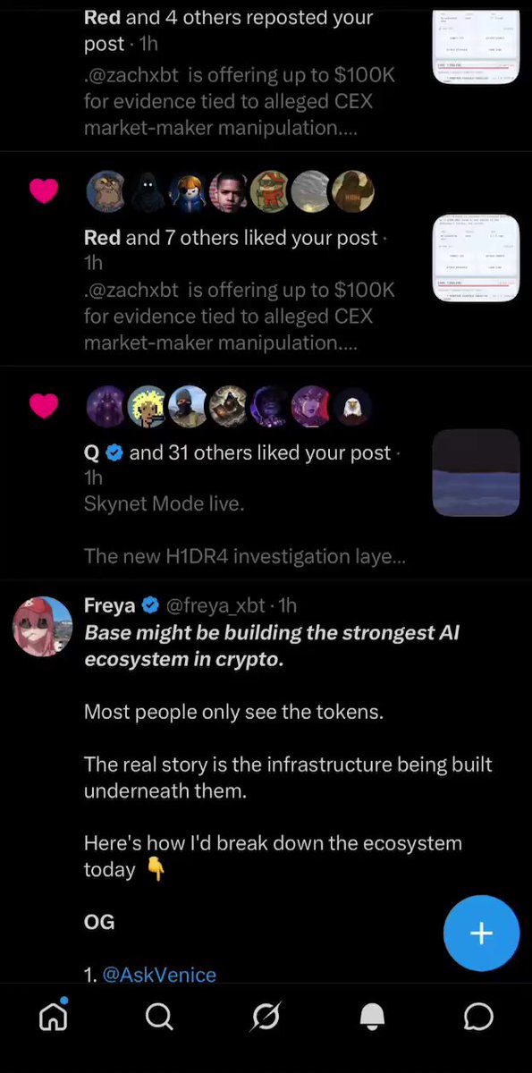 The image shows a social media post with a caption that reads "Red and 4 others reposted your past. In this post, we are discussing the new HRA investigation into Base.com. We are excited about building the strongest AI." The post is in a Twitter format, which has a blue header at the top of the image.