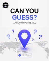A promotional graphic for Coinstore featuring the text "CAN YOU GUESS?" and a blue location pin over a world map surrounded by question marks. The image ties into the post by announcing Coinstore's expansion into the Philippines.