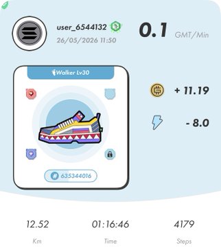 The image shows a fitness tracking app with a blue background, displaying a white screen that has information about a shoe sale. The app also provides an exercise log for users who want to track their physical activities. There are two posts on this page, one of which is titled "StepN" and the other "StepNGO". These posts seem to be related to the shoe sale feature in the fitness tracking app.