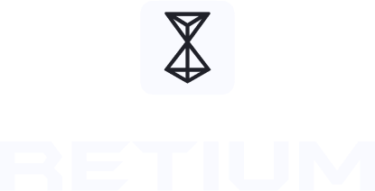 A minimalist logo featuring a geometric hourglass-like symbol above the partially visible text 'RETILUM'.