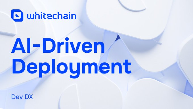 A promotional graphic for Whitechain featuring the text "AI-Driven Deployment" under a "Dev DX" label.