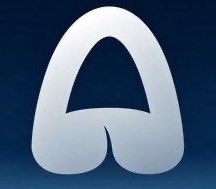 A stylized white letter 'A' logo on a dark blue background.