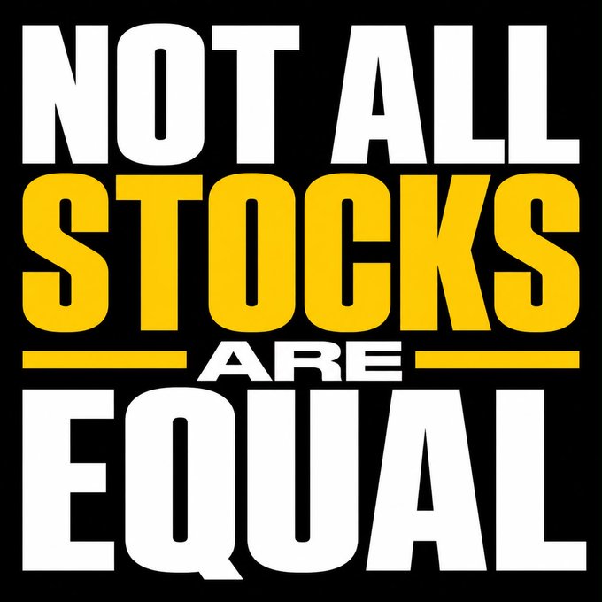 The image features a poster with bold yellow text that reads "NOT ALL STOCKS ARE EQUAL" against a black background. The message emphasizes that not all stock exchanges are offering the same stocks, which can lead to differences in ownership depending on the platform used. This highlights the importance of understanding and considering these variations when investing or trading in the stock market.