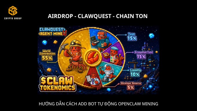 The image features a poster for a video game called "Airdrop - Claw Quest - Chain Ton" with a cartoon character of a man holding a sword, surrounded by other characters from the game. The poster also includes information about the game's rating and the game's developer.