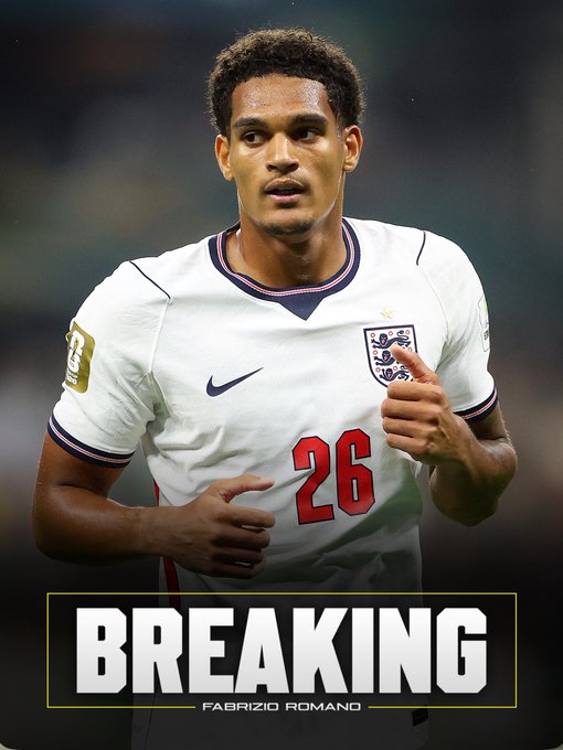 The image shows soccer player Levi Colwill wearing an England national team jersey with the number 26, with a "BREAKING" news banner from Fabrizio Romano overlaid at the bottom. The image relates to the post's commentary on perceived favoritism in football disciplinary actions, highlighting a contrast between how English and American players are reportedly treated regarding suspensions.