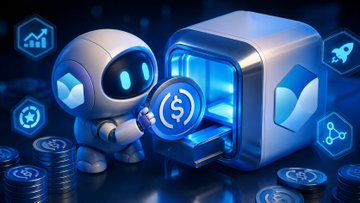 A small white and blue robot holds a glowing coin in front of an open safe, surrounded by stacks of coins and floating crypto and rocket icons. The image visually represents the automated, urgent handling of expiring crypto markets on TermMax, with the robot and safe symbolizing the need to either roll over or pay off positions before the July 31 deadline.