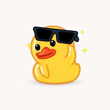 A cartoon illustration of a yellow rubber duck wearing black sunglasses, accompanied by small sparkle accents, set against a plain white background. The image's playful, cool mascot style visually reinforces the post's lighthearted tone about a memecoin ($UTYA) on the TON blockchain gaining traction among traders.