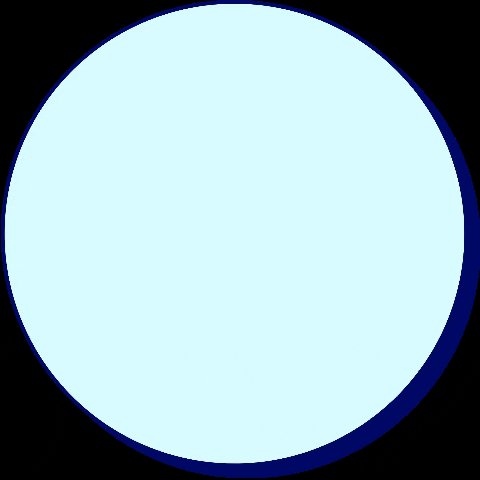 The image features a large, round blue circle with a small black border around its edge. The background of the image is black, which makes the blue circle stand out prominently. There are no other objects or texts present in the image.