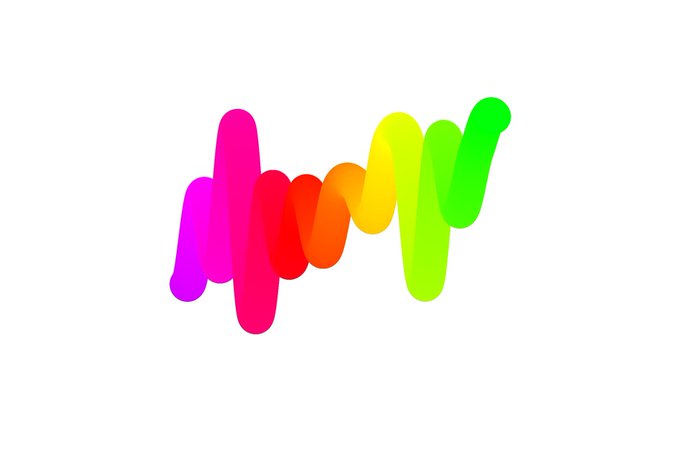 A bright, colorful logo resembling the letter 'M' composed of vibrant gradient strokes in pink, red, orange, yellow, and green on a white background.