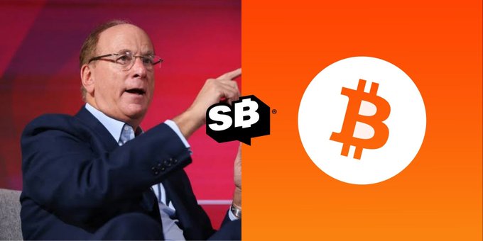 An image showing a man in a suit pointing, with logos for 'SB' (Sweetgreen) and a Bitcoin symbol on an orange background.