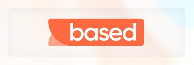 A logo design featuring the word 'based' in white lowercase letters on an orange rectangular background with rounded corners.