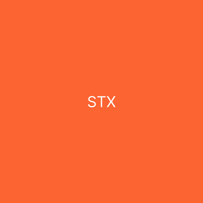 The image displays the text "STX" centered on an orange background, referencing the Stacks (STX) cryptocurrency ticker. It relates to the post about Bitcoin productivity, as Stacks is a layer-2 blockchain built on Bitcoin that enables smart contracts and decentralized applications, extending Bitcoin's utility.