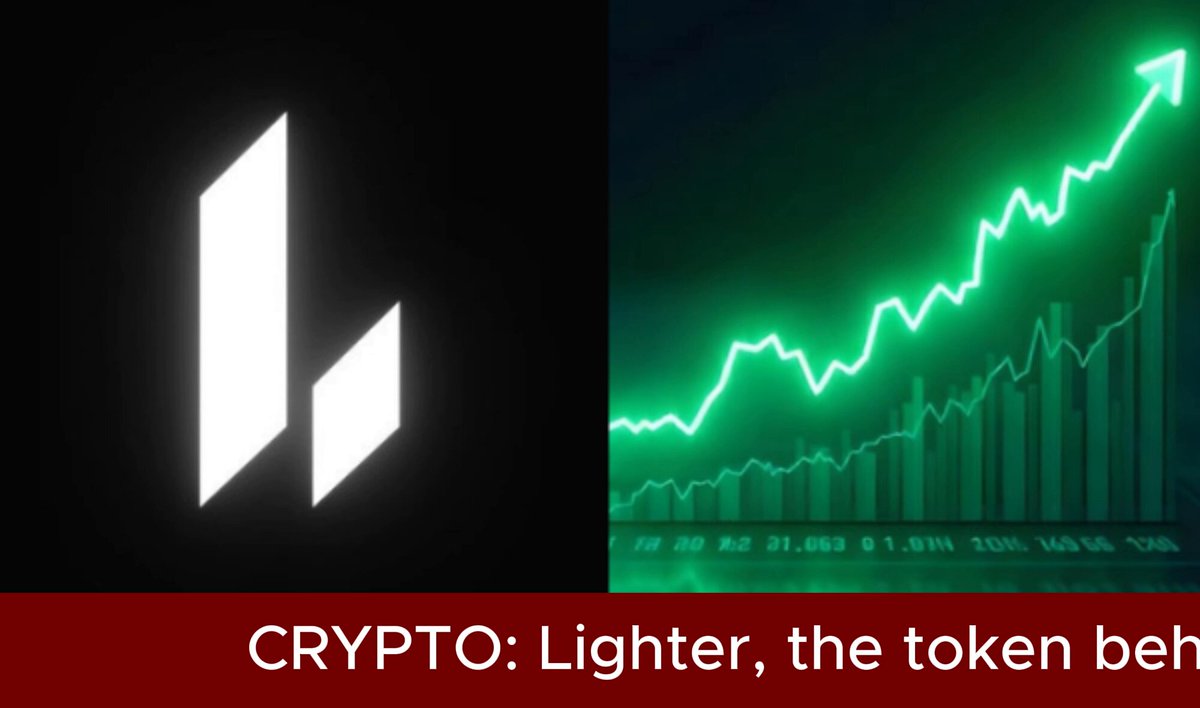 The image has two posts side by side featuring the same image of a graph that appears to be a cryptocurrency price chart, with an upward trend. The text below each post says "Crypto::Lighter; The token behind perpetual DEX @Lighter_xyz" and "focus on what is in the image". The posts describe the concept of a lighter token that operates in conjunction with a cryptocurrency called Litecoin or Bitcoin, which focuses on real-world applications of blockchain technology.
