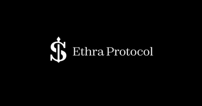 A simple black screen displaying the white text 'Ethra Protocol' next to a stylized 'S' logo.
