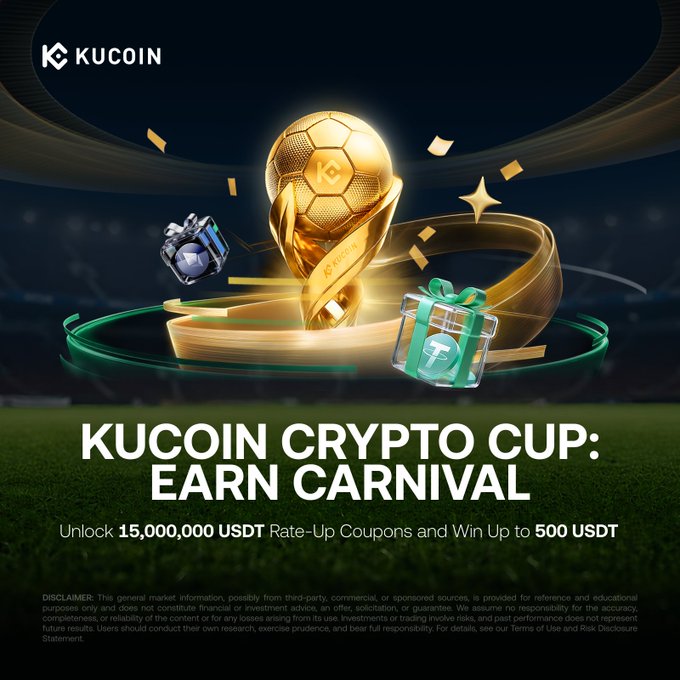The image features a poster or banner advertising an event called "Kuccoin Crypt Cup" which offers users a chance to win prizes such as cryptocurrencies, medals, and gifts by participating in its cryptocurrency-based gambling activities. The advertisement emphasizes the opportunity for participants to receive various rewards from their gameplay, including cryptocurrency payments, medals, digital coins, and gift items. Users who have accumulated tokens can utilize these tokens for their gambling activities at the crypt cup and potentially win prizes such as digital gold or other valuable assets.
