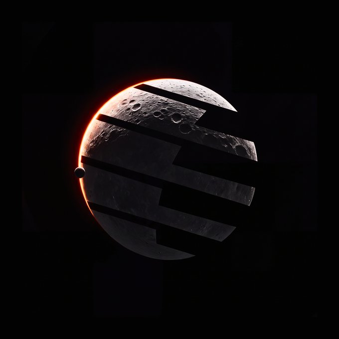A dramatic image of a moon-shaped object with a rocket-like geometric overlay, with a small satellite/planet visible at its edge, evoking the "Moonshot" theme of the cryptocurrency's name. The post announces the upcoming launch of Moonshot AI Pre-IPO Perpetual trading on Bybit.