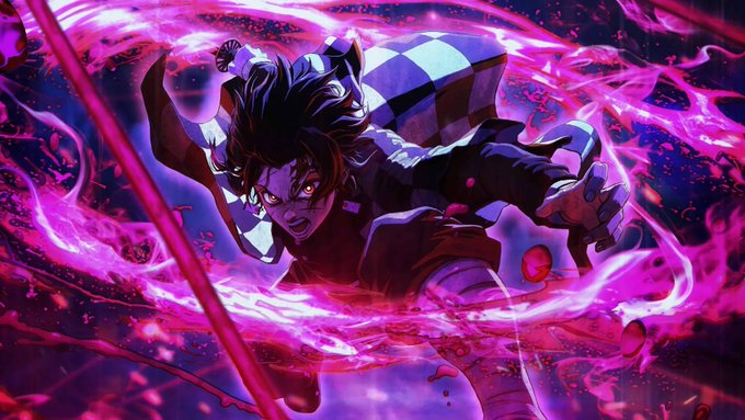 The image depicts an anime-style character with wild dark hair, glowing pink eyes, and a checkered haori, wielding a sword amid swirling pink and purple energy effects. The dynamic, intense illustration visually echoes the post's theme of cutting-edge infrastructure and fast, decisive blockchain deployment, with the character's fierce energy mirroring the "fork fast, deploy quick" sentiment about @CNPYNetwork's capabilities.